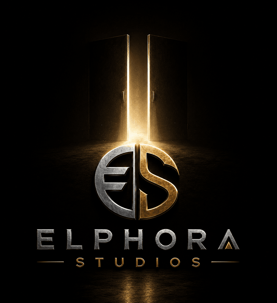 Elphora Studios full wordmark in silver and gold